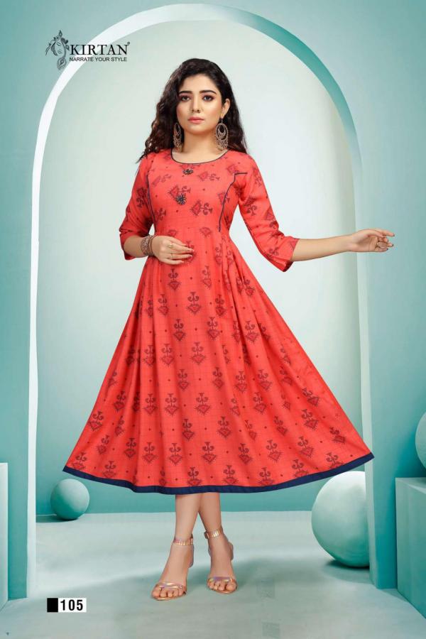 Kirtan Nitya Stylist Rayon Printed Flair Kurti 